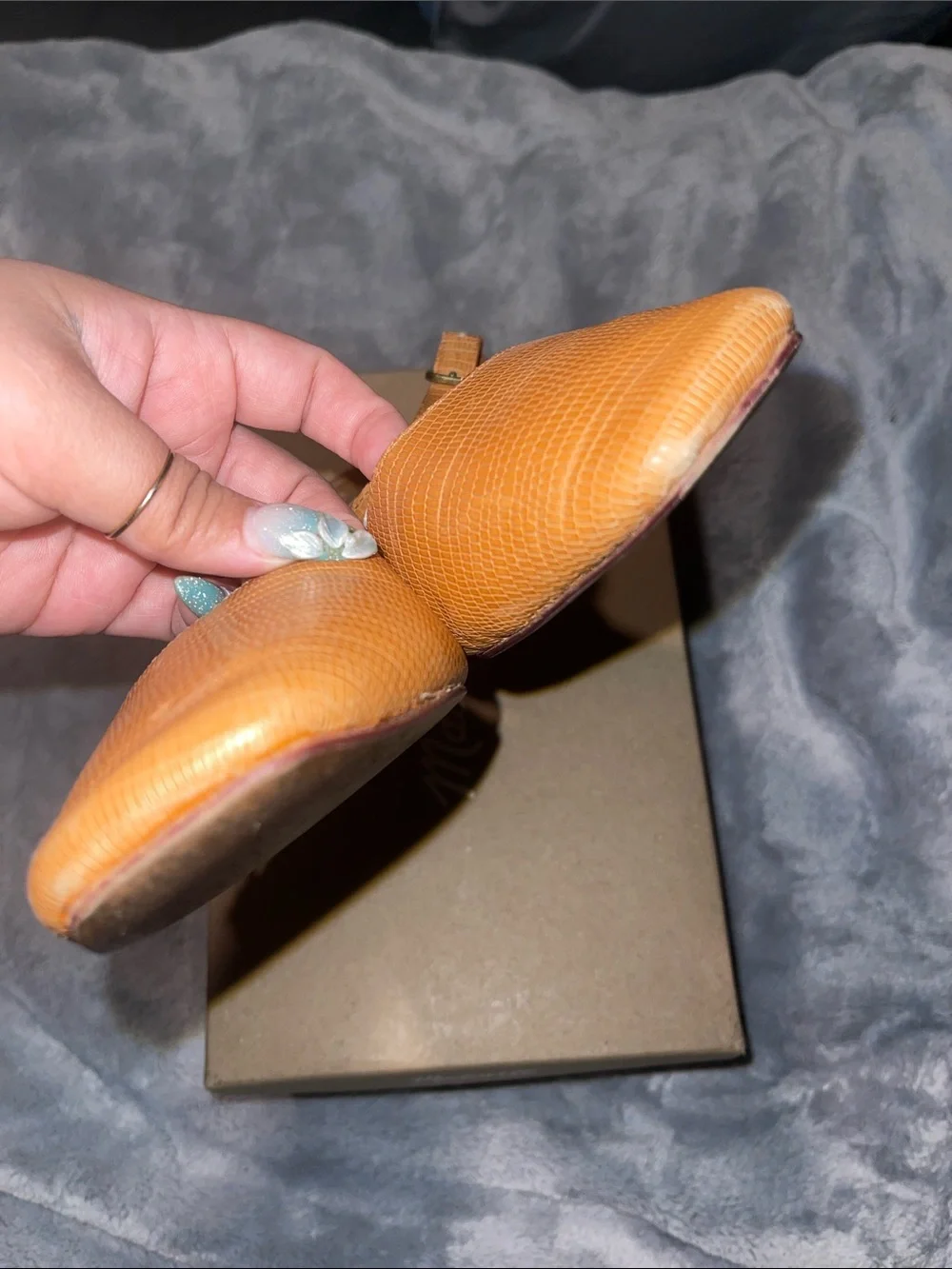 Madewell Tan Croc-Embossed Slingback Flats - Picture 6 of 9
